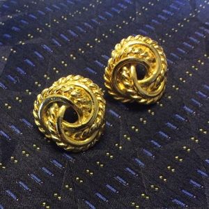 Gold Tone Knot Stud Earrings